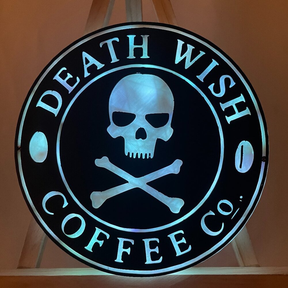Death Wish Coffee 3D Printed wall Lamp with remote coffee lover edition - Picture 3 of 11